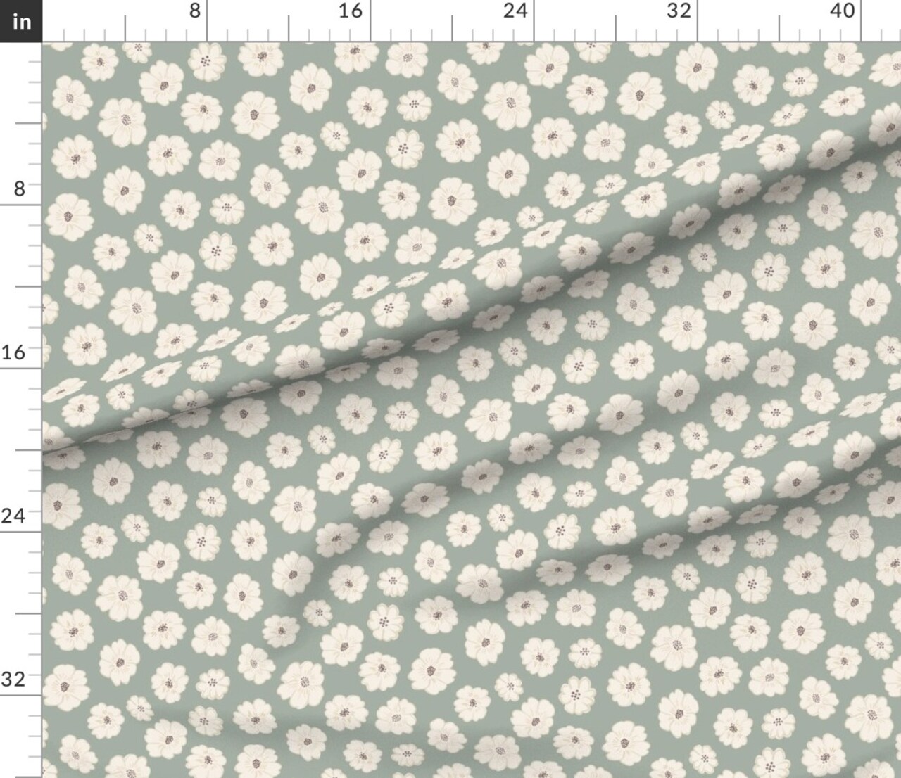 Various Fabrics by the Yard or Fat Quarter Boho Soft Green Botanical Modern Floral Neutral Custom Printed Fabric by Spoonflower